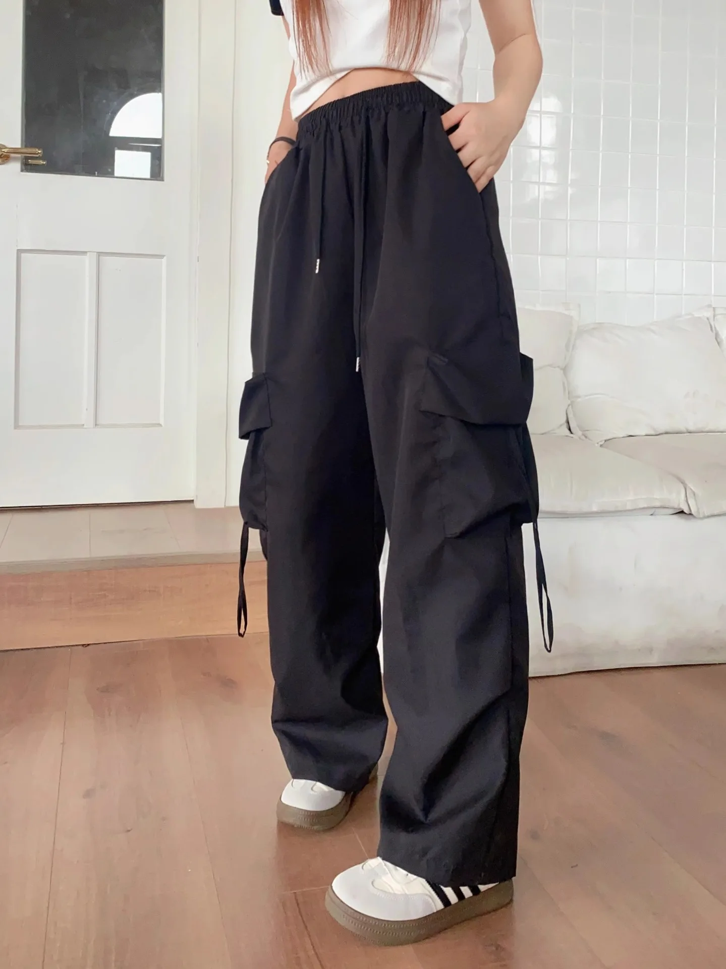 Oversized Pocket High Street Pant Black Vintage High Waist Women's Pants Fashion Retro Casual Streetwear Loose Jogger Trousers thumbnail 5