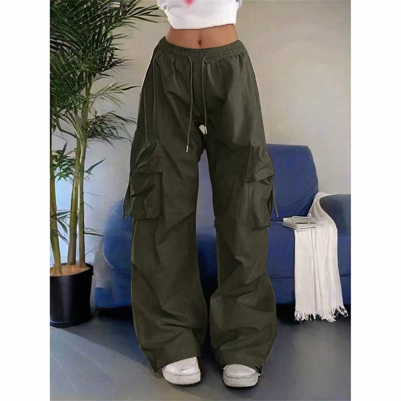 Oversized Pocket High Street Pant Black Vintage High Waist Women's Pants Fashion Retro Casual Streetwear Loose Jogger Trousers thumbnail 3