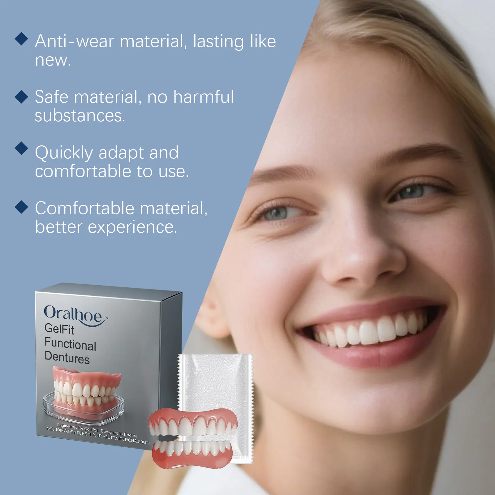2026 New Teeth Silicone Kit Fill Tooth Gaps Orthodontic Upper Lower Fake Teeth Soft Decorative Comfortable Realistic Denture Set thumbnail 5