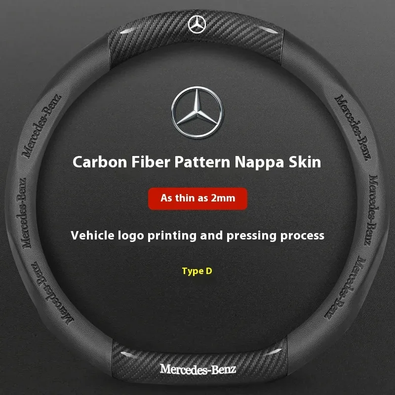 Car Steering Wheel Cover For Mercedes Benz A B C E S Class AMG GLA GLB GLC GLE CLA CLS SLC GLS GLK SLK Vito ML Pilot A45 C43 C63 thumbnail 5