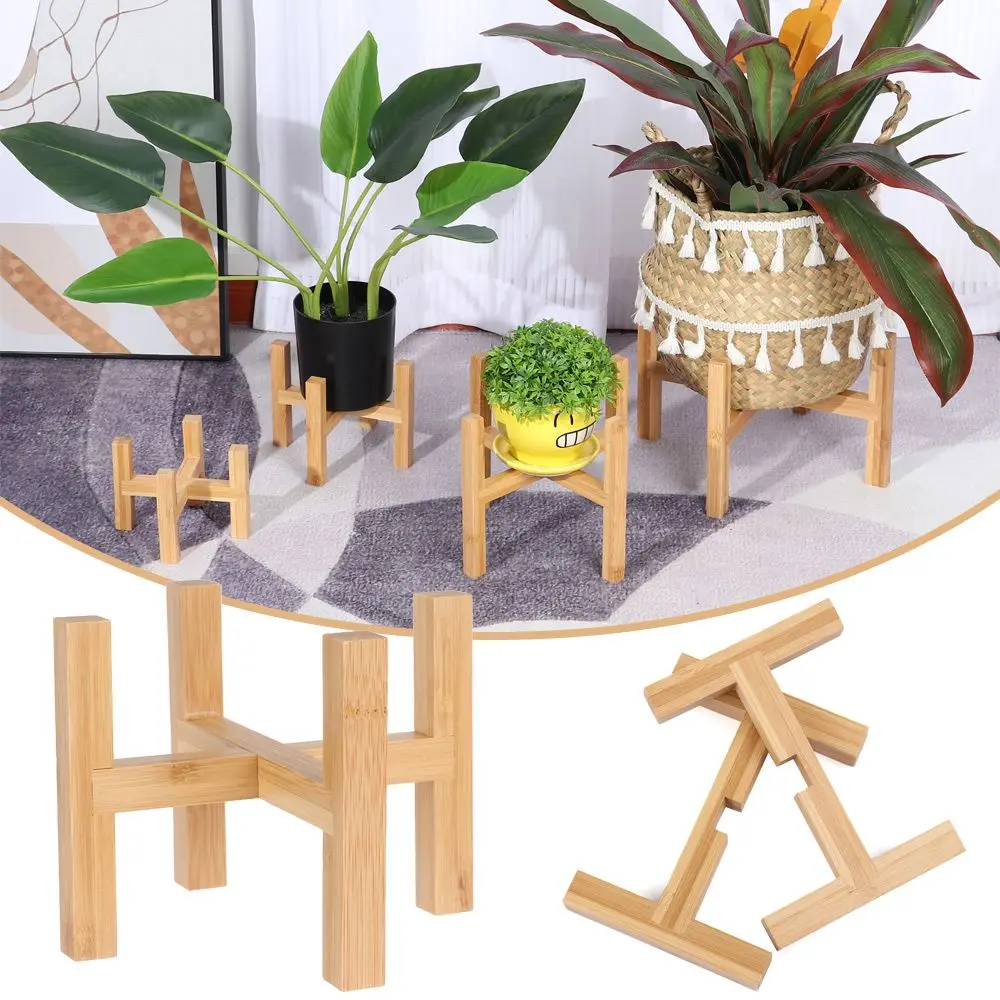 Flower Pot Base Indoor Outdoor Home Decoration Tray Floor-Standing Bonsai Display Stand Wood Flowerpot Holder Garden Supplies