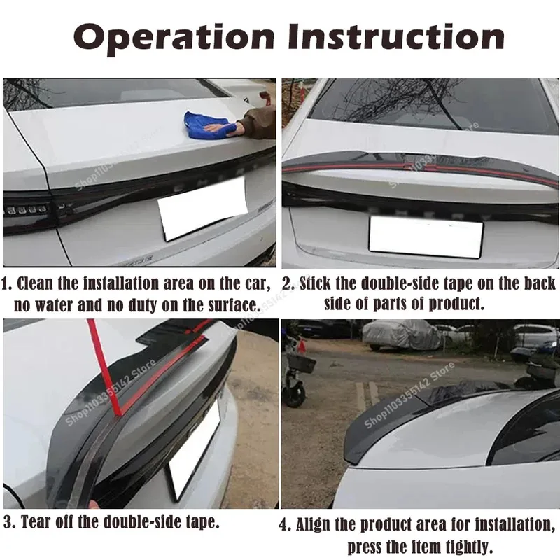 Universal 3pcs Sedan Rear Trunk Tail Rear Wing Spoiler 46.06-50.0inch Adjustable DIY Refit Boot Wings Spoiler Car Accessory thumbnail 4