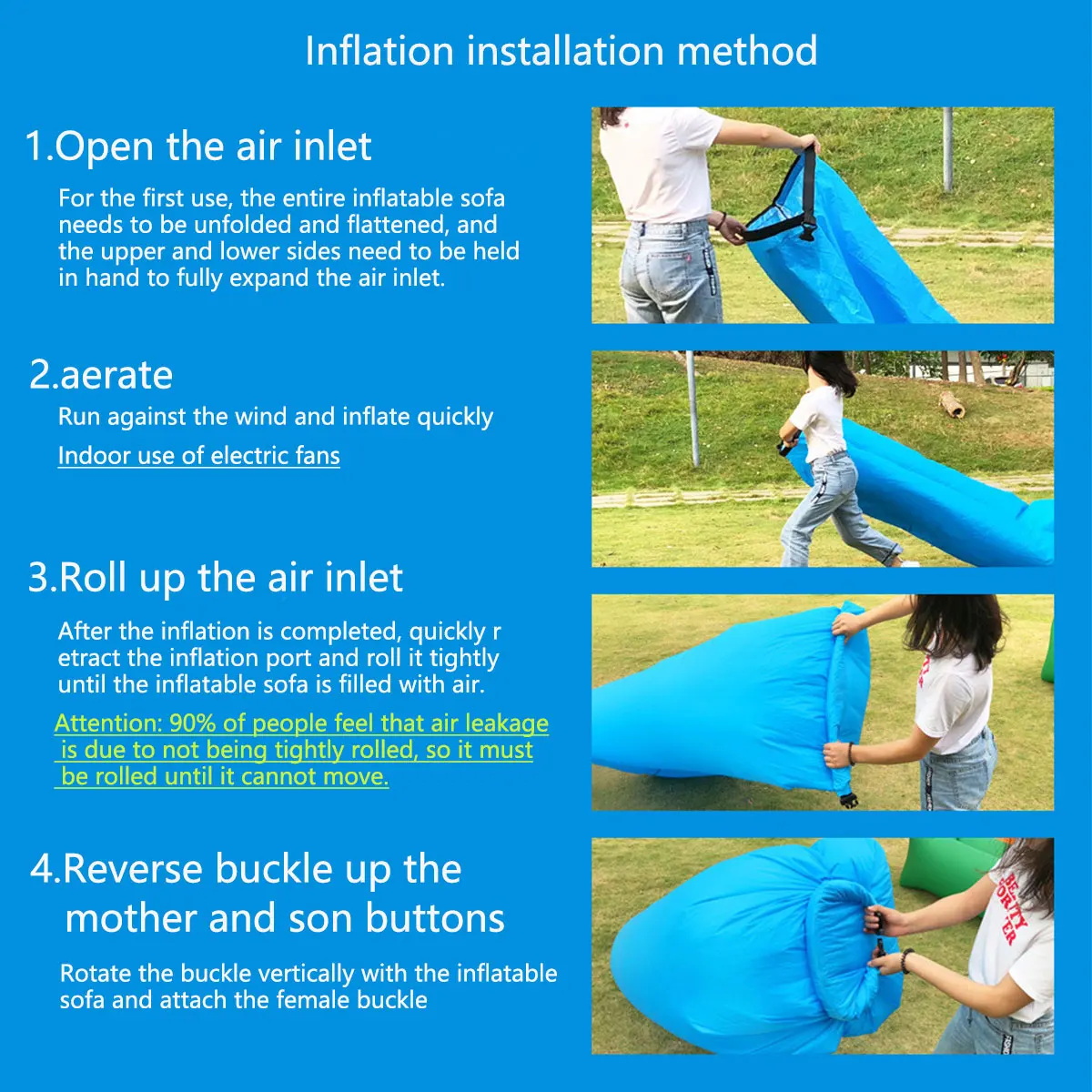 Inflatable Air Sofa Portable Fast-Inflate Waterproof Lounger for Beach Camping Pool Travel thumbnail 3