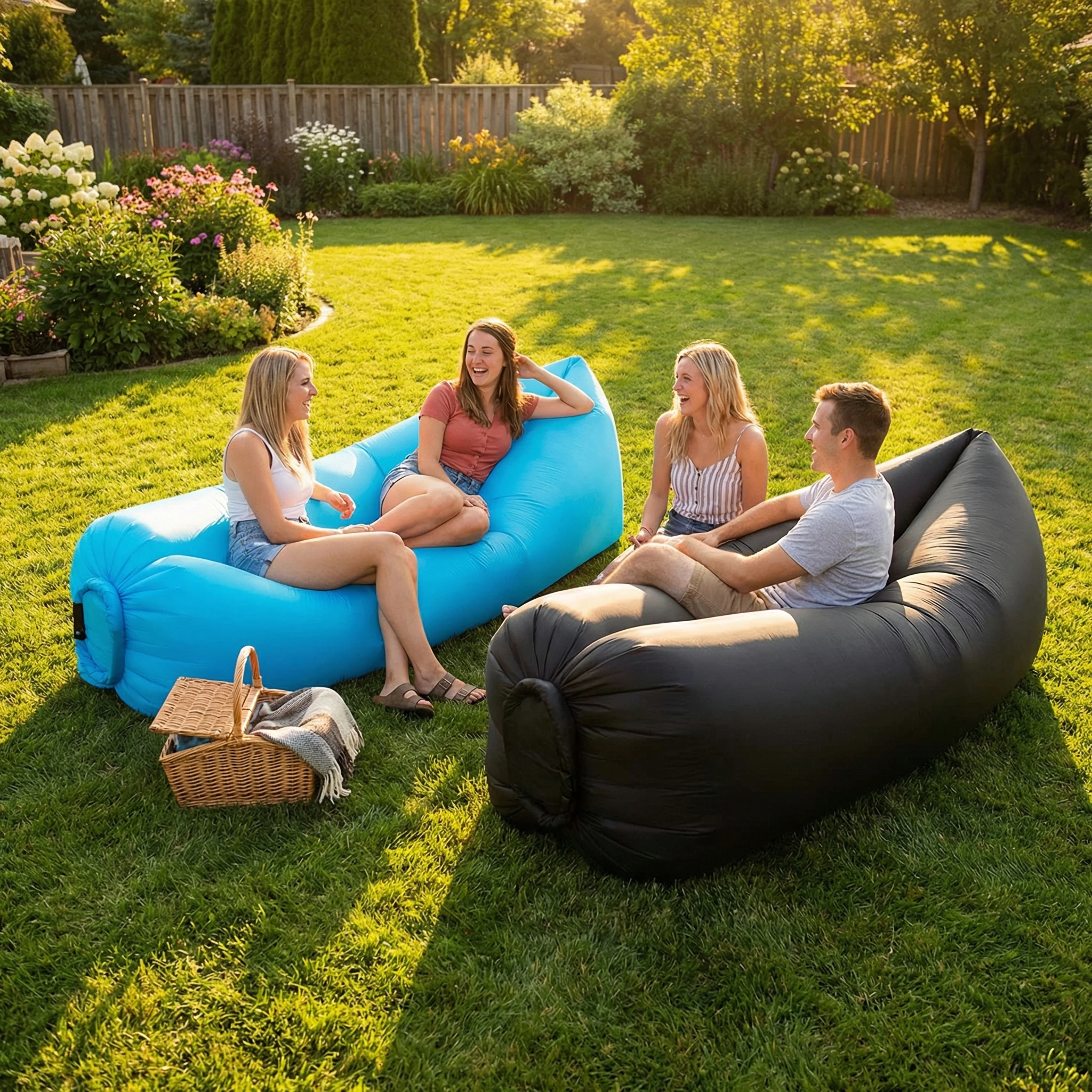 Inflatable Air Sofa Portable Fast-Inflate Waterproof Lounger for Beach Camping Pool Travel thumbnail 2