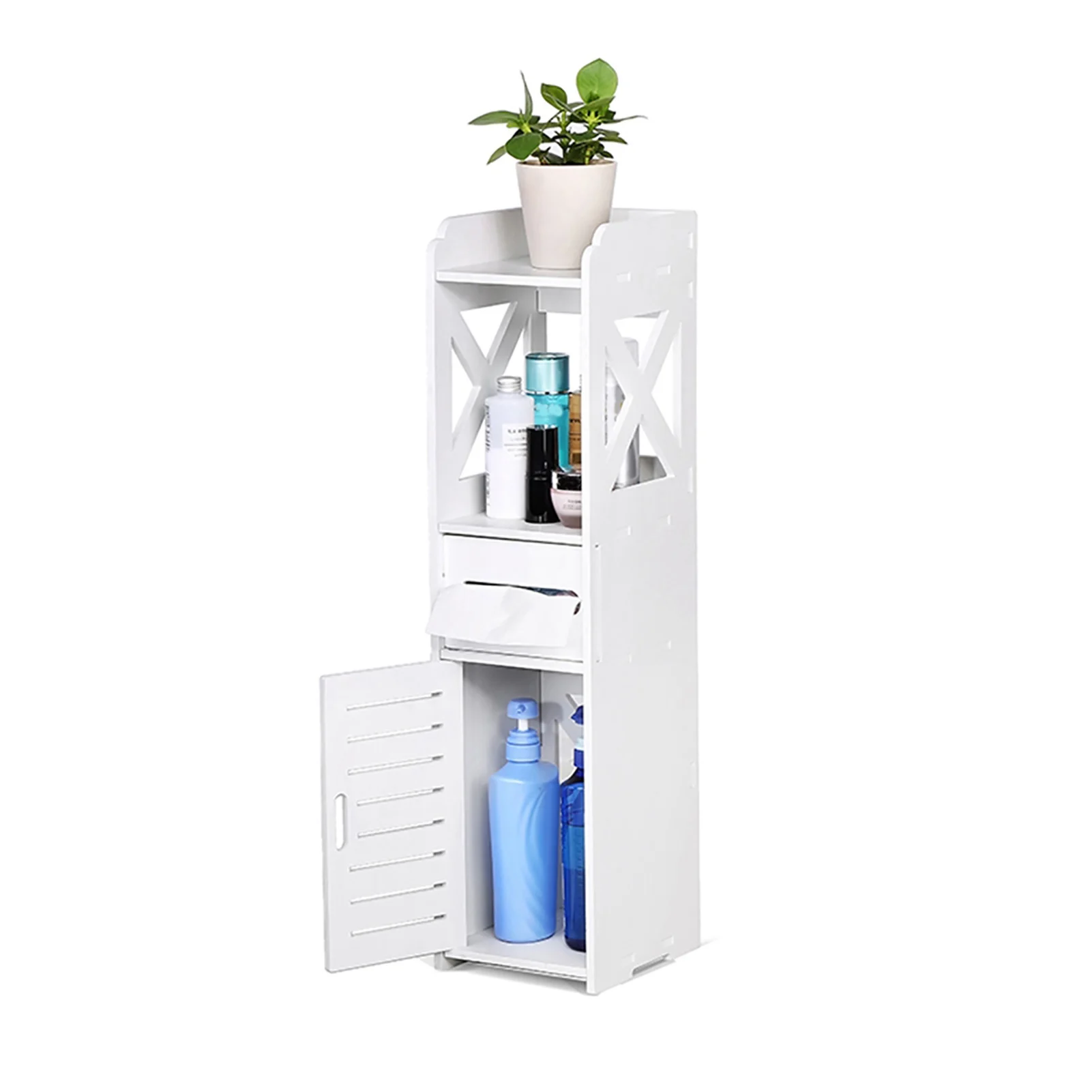 White Wooden Bathroom Cabinet Toilet Storage Shelf  Organizer Bathroom Storage Cabinet Bathroom Cabinet thumbnail 6