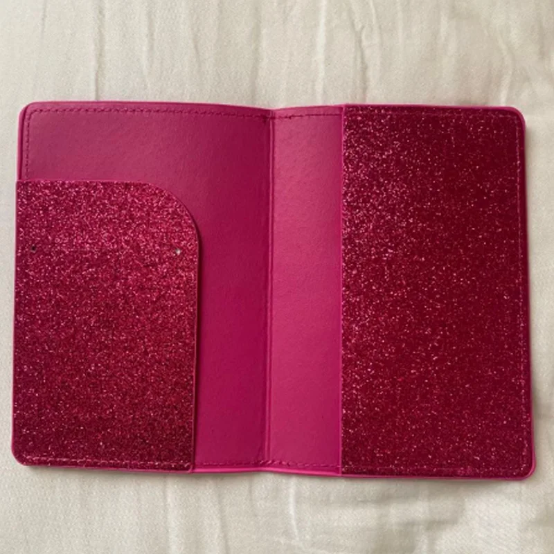 Glitter PU Leather Passport Holder for Women Men, Bling Airplane Embossed Travel Passport Cover, Slim Document Protector Case thumbnail 5