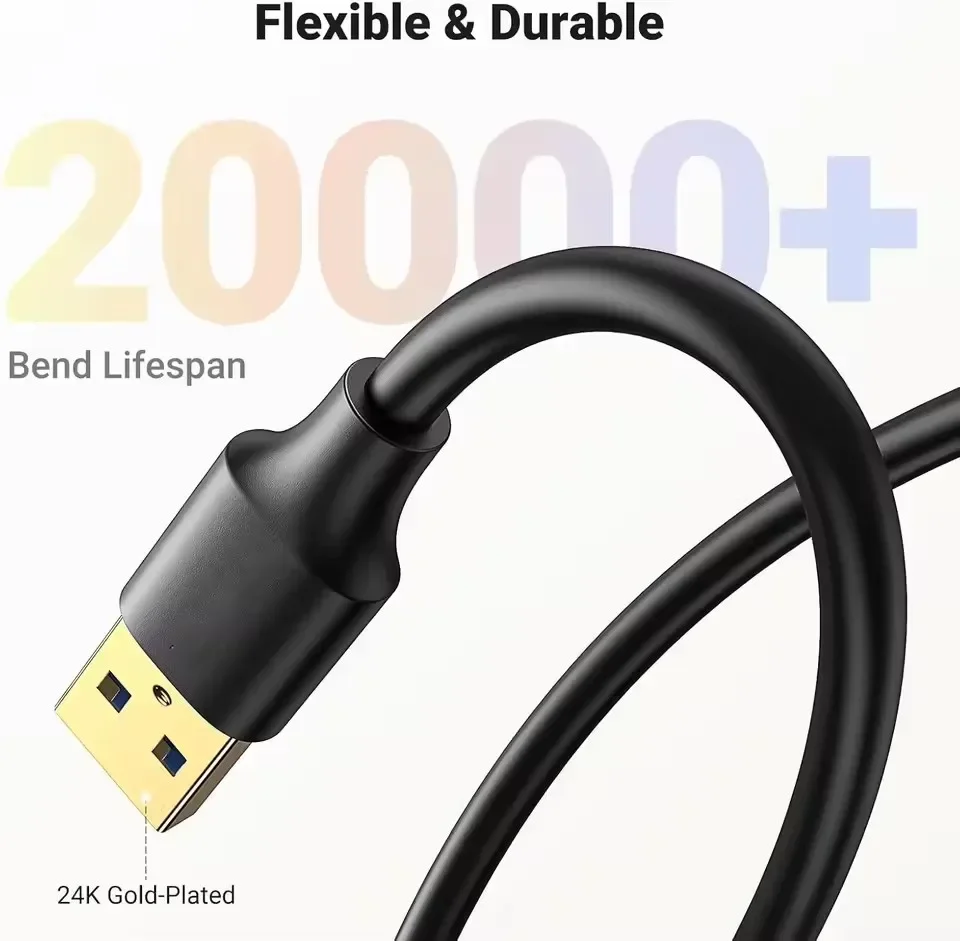 USB 3.0 2.0 Extension Cable Extender Cord Fast Extension Data Transfer Wire 0.5/1/1.5/2/3M for Smart TV XBox One SSD PC Laptop thumbnail 4