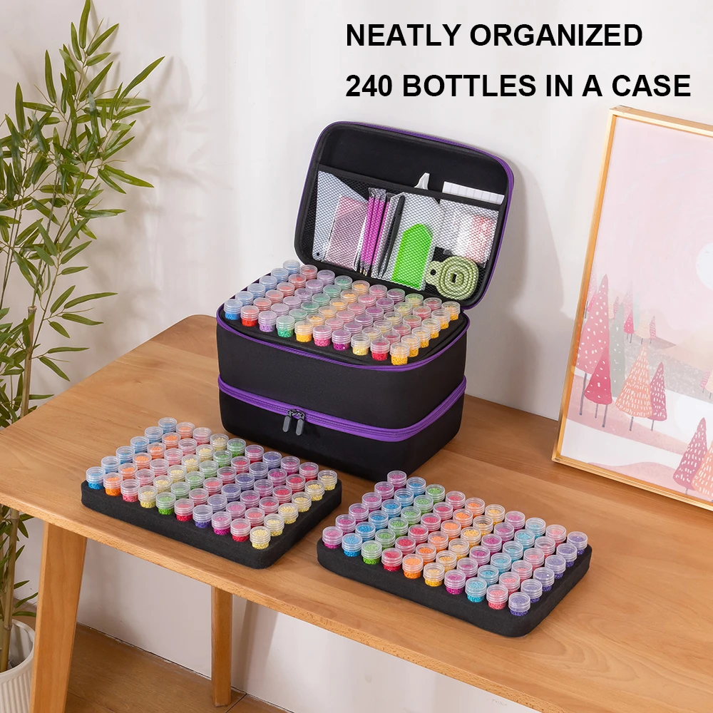 240/30/60/120 Slots Diamond Art Storage Container with Accessories and Tools, Portable Bead Storage Boxes for Diamond Painting thumbnail 3