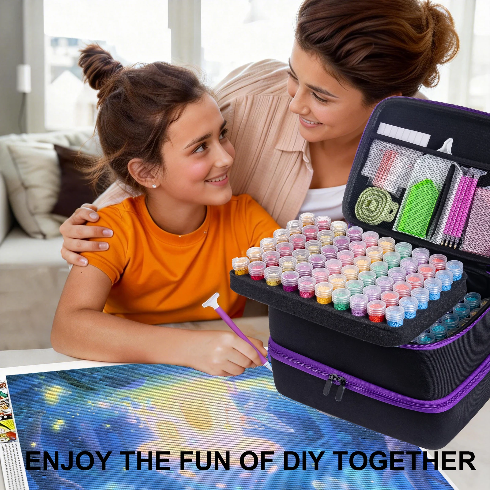 240/30/60/120 Slots Diamond Art Storage Container with Accessories and Tools, Portable Bead Storage Boxes for Diamond Painting thumbnail 4