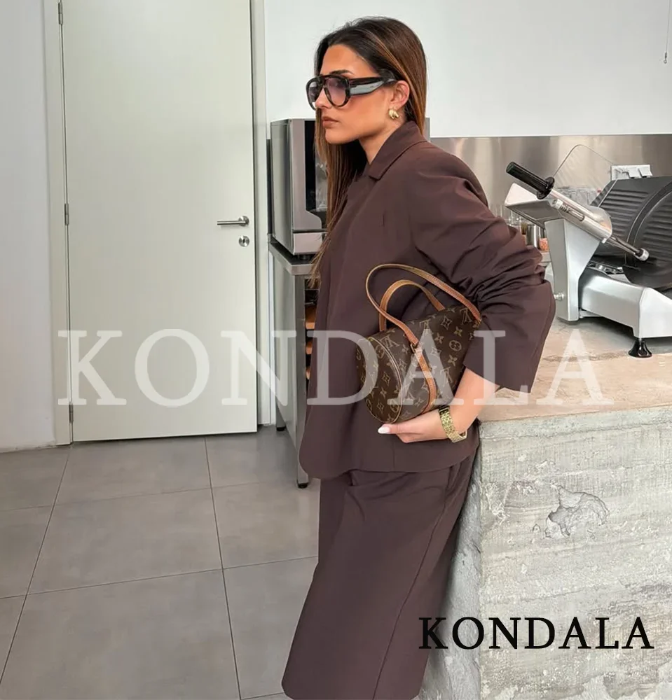 KONDALA Women Trendy Casual Blazer Set Elegant Buttons Blazer, Cropped Pants 2026 Spring Summer Trendy Commute Simple Pants Set thumbnail 6