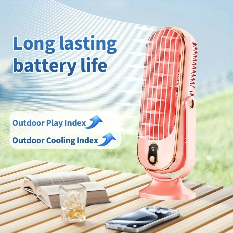 1 Portable Air Conditioning Fan, Large Battery Dual Motor Household Small Air Cooler, 5-speed 720 ° Surround Air Cooling Fan