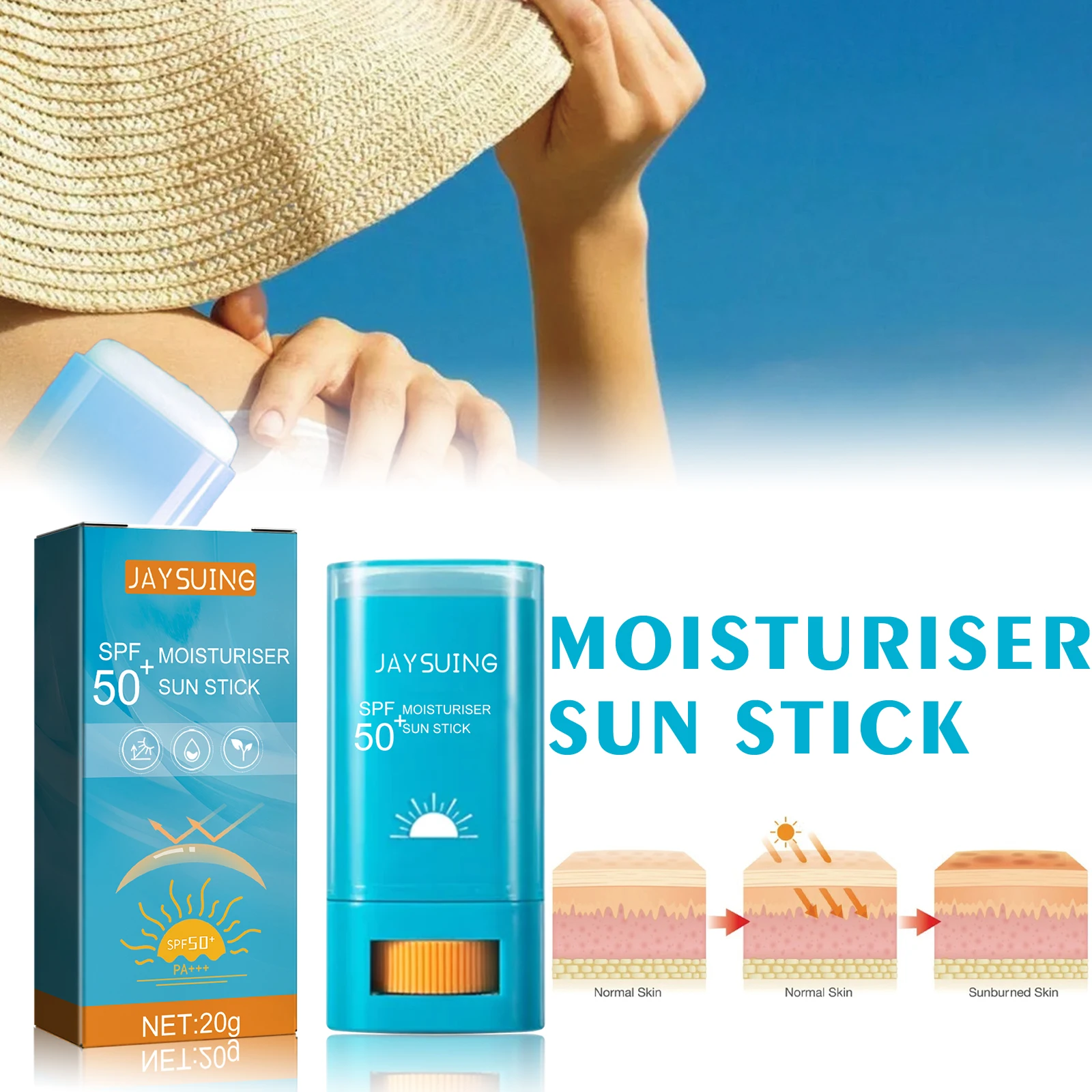 50+ Sun Protective Sunproof Cream Stick Anti Oxidant Sun Block Isolation cream Lightweight Korea for All Skin Type Cosmetics thumbnail 2