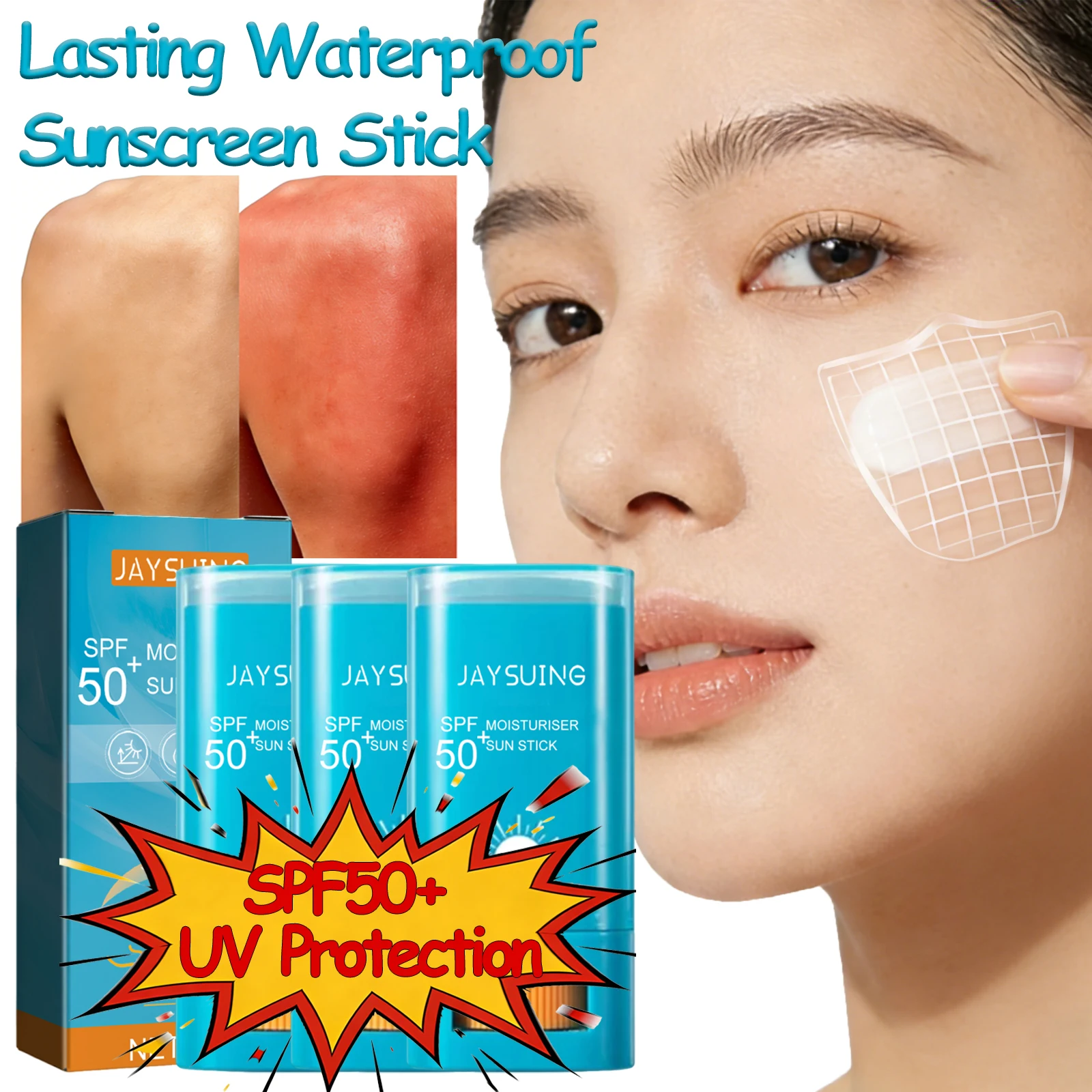 50+ Sun Protective Sunproof Cream Stick Anti Oxidant Sun Block Isolation cream Lightweight Korea for All Skin Type Cosmetics