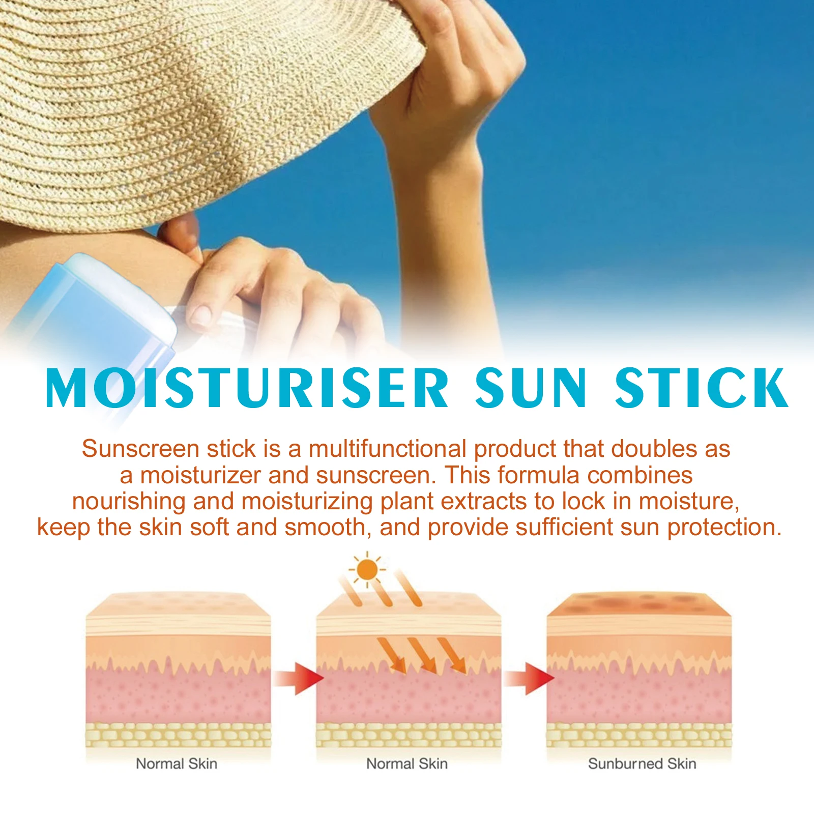 50+ Sun Protective Sunproof Cream Stick Anti Oxidant Sun Block Isolation cream Lightweight Korea for All Skin Type Cosmetics thumbnail 4