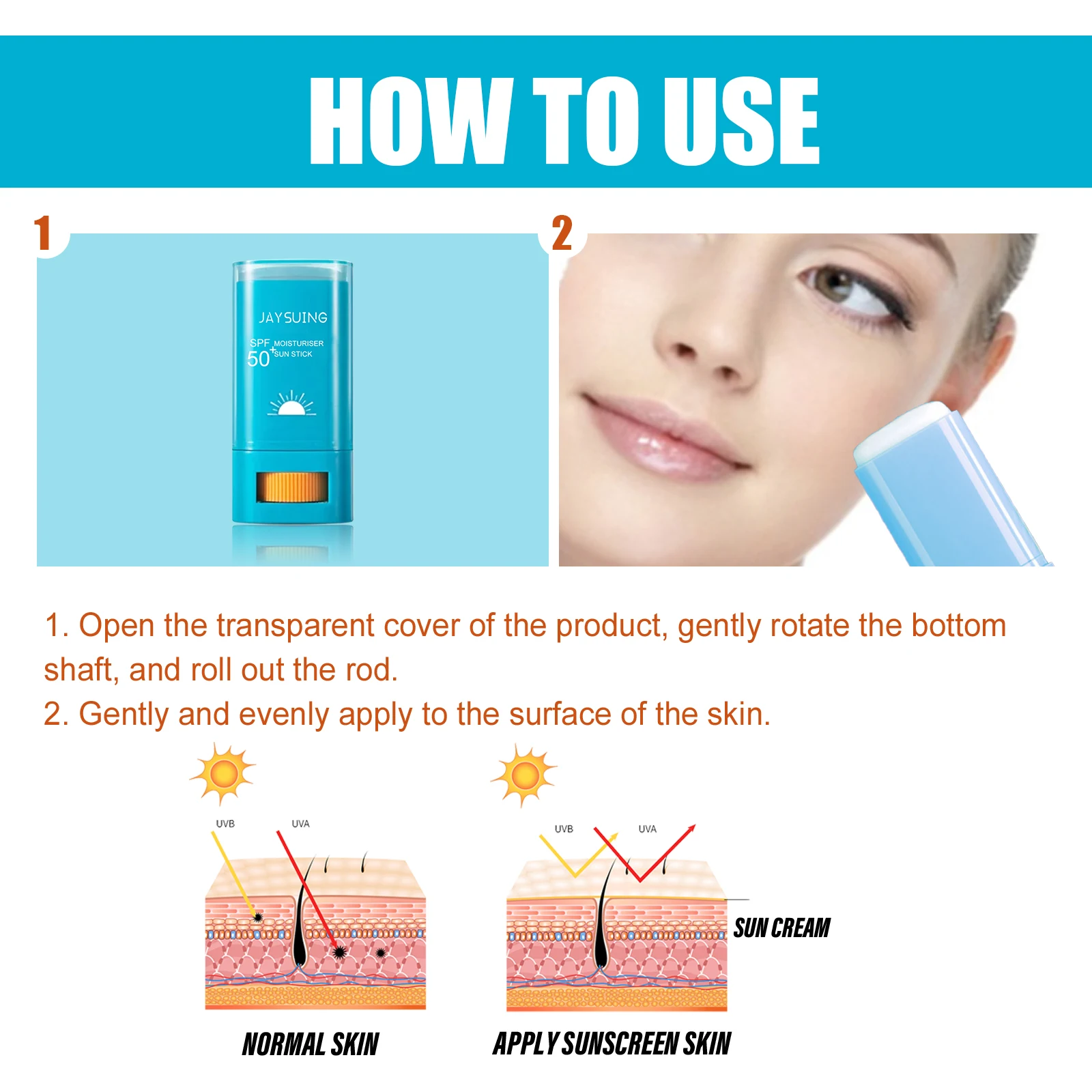 50+ Sun Protective Sunproof Cream Stick Anti Oxidant Sun Block Isolation cream Lightweight Korea for All Skin Type Cosmetics thumbnail 5