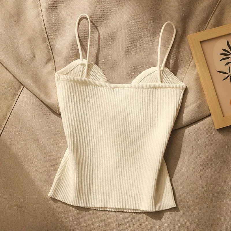 Summer Cross-Knit Suspender Women'S Sexy Beauty Camisole Slim Fit Sleeveless T-Shirt No Chest Pad Short Tank Tops Black White thumbnail 2