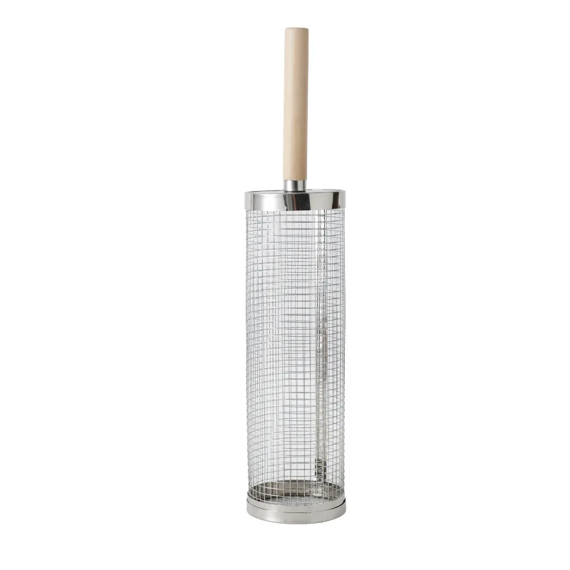 Wooden handle rolling barbecue cage, outdoor BBQ grill basket, 304 stainless steel barbecue tube, barbecue net,Free shipping thumbnail 6