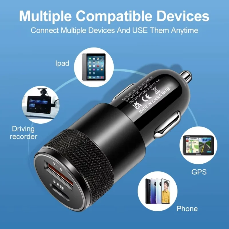 66W USB Car Charger Type C Fast Charging Phone Adapter For Xiaomi Huawei PD Phone Charger Car Adapter Socket Cigarette Lighter thumbnail 3