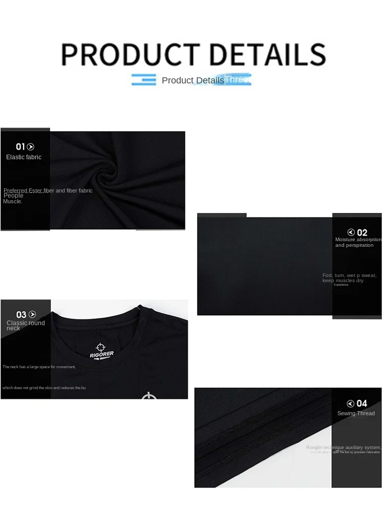 Quick drying Running T Shirt Basketball compression shirt men Quick Dry Top Black Bodybuilding Muscle Shirt Workout Gym thumbnail 4