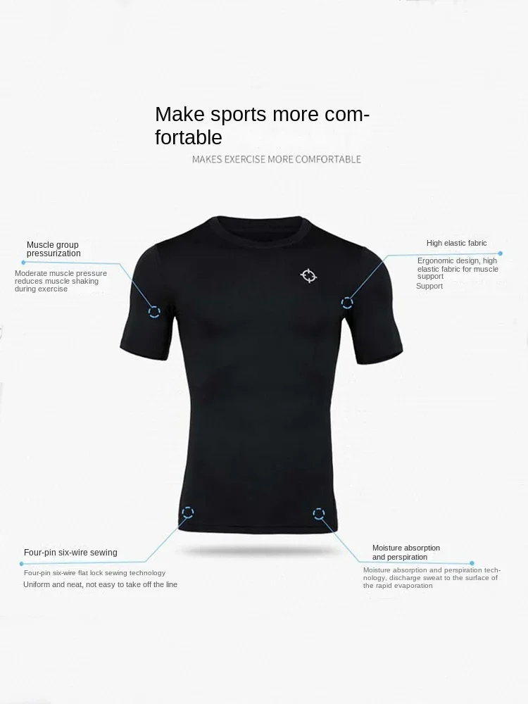 Quick drying Running T Shirt Basketball compression shirt men Quick Dry Top Black Bodybuilding Muscle Shirt Workout Gym thumbnail 3