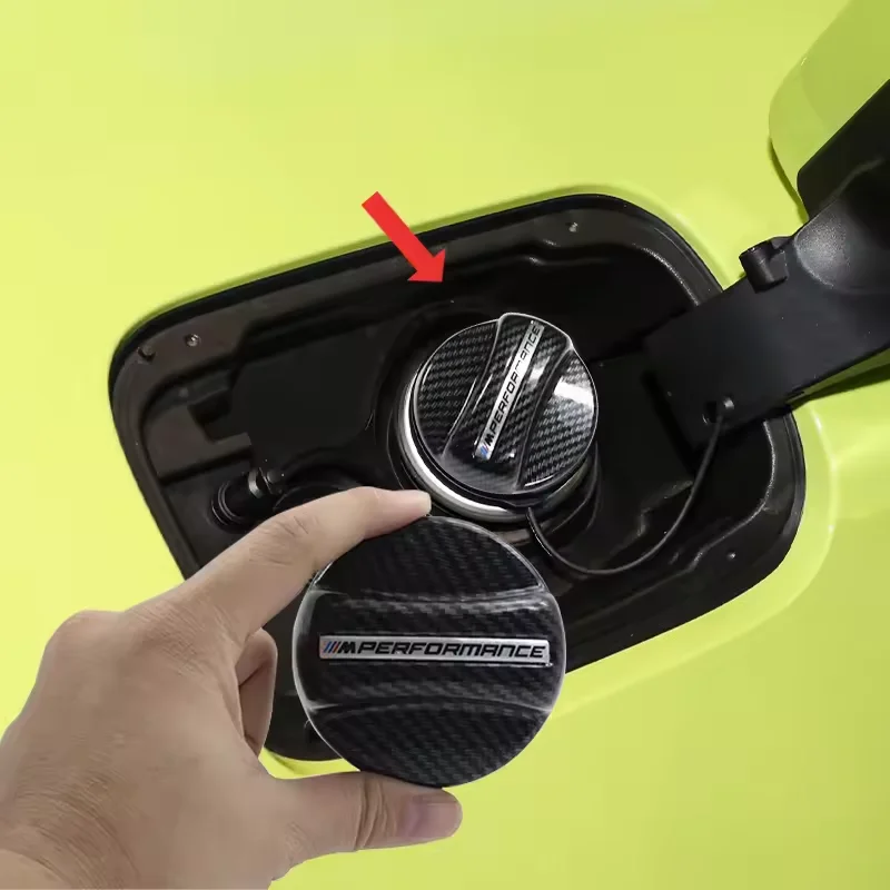 For BMW Performance E46 E90 E60 F20 X1 F10 F30 X3 E70 E39 ornaments Carbon Fiber Fuel Tank Gas oil Cap Cover thumbnail 2