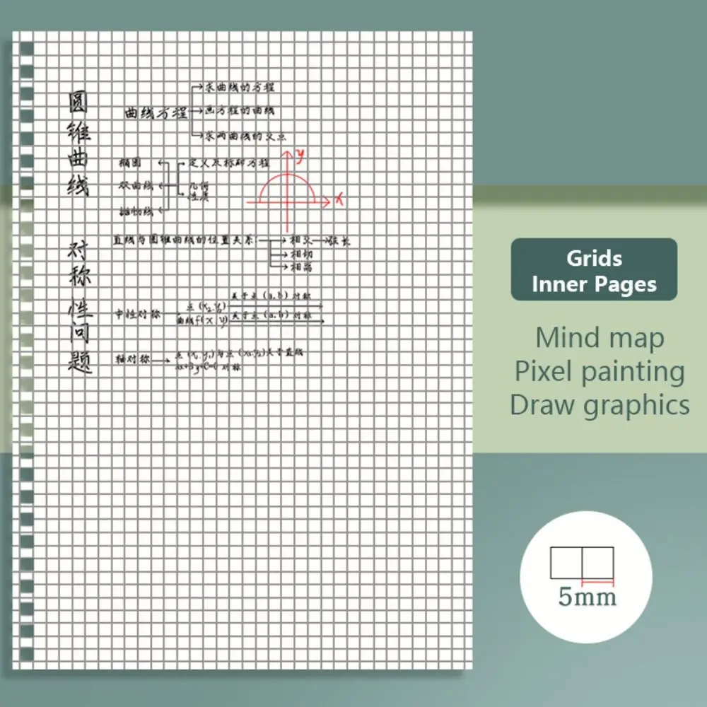 A4/A5/A6/B5 Coil Notebook Grids/Blank/Horizontal Line Flip Over Design Sketchbook Spiral Notepad School Office Supplies thumbnail 2