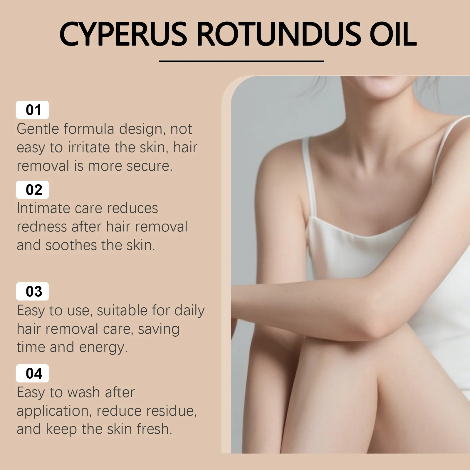 Cyperus Rotundus Oil Body Post Hair Removal Soothing Oil Hair Growth Inhibitor Depilatory After Epilation Care for Smooth Skin thumbnail 2