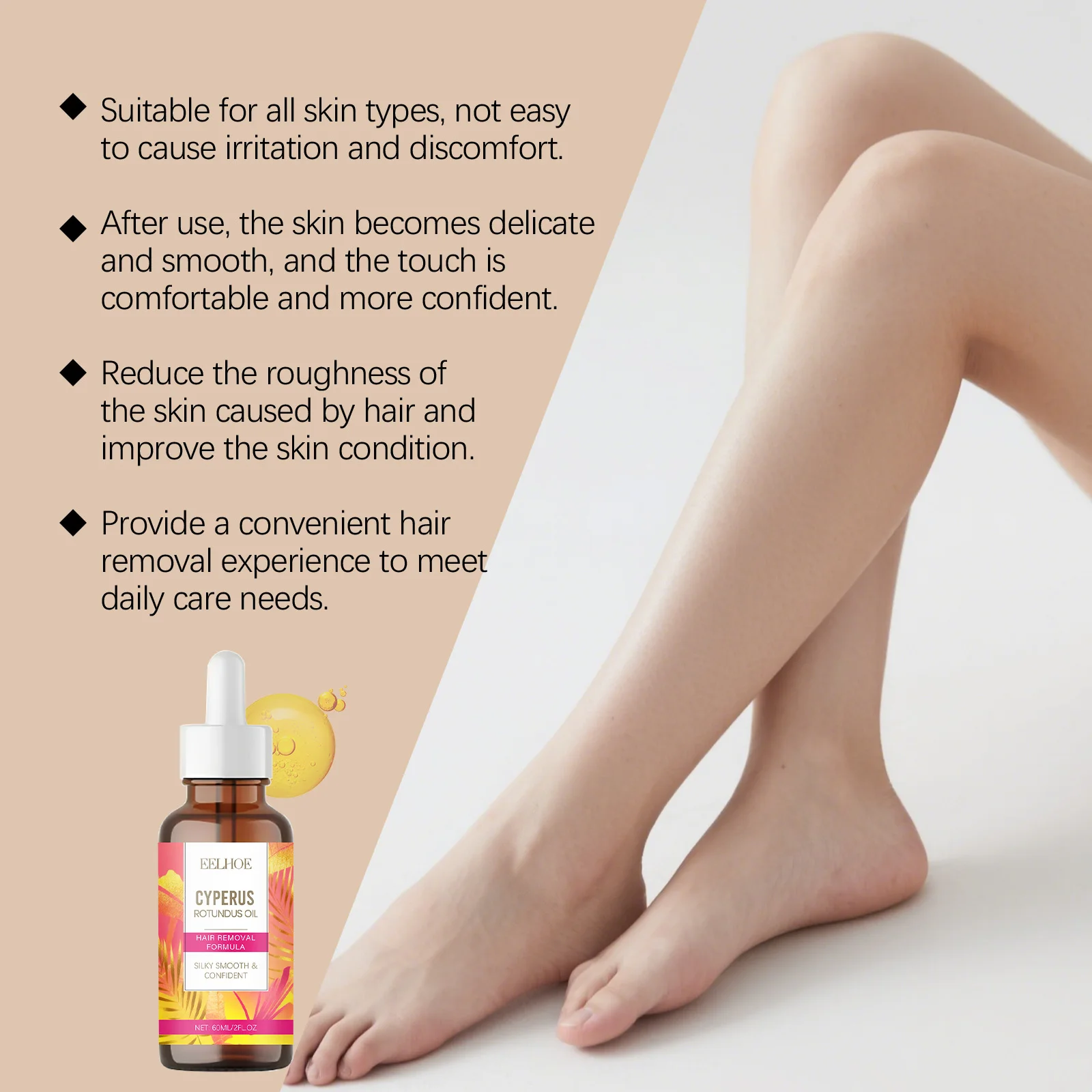 Cyperus Rotundus Oil Body Post Hair Removal Soothing Oil Hair Growth Inhibitor Depilatory After Epilation Care for Smooth Skin thumbnail 3