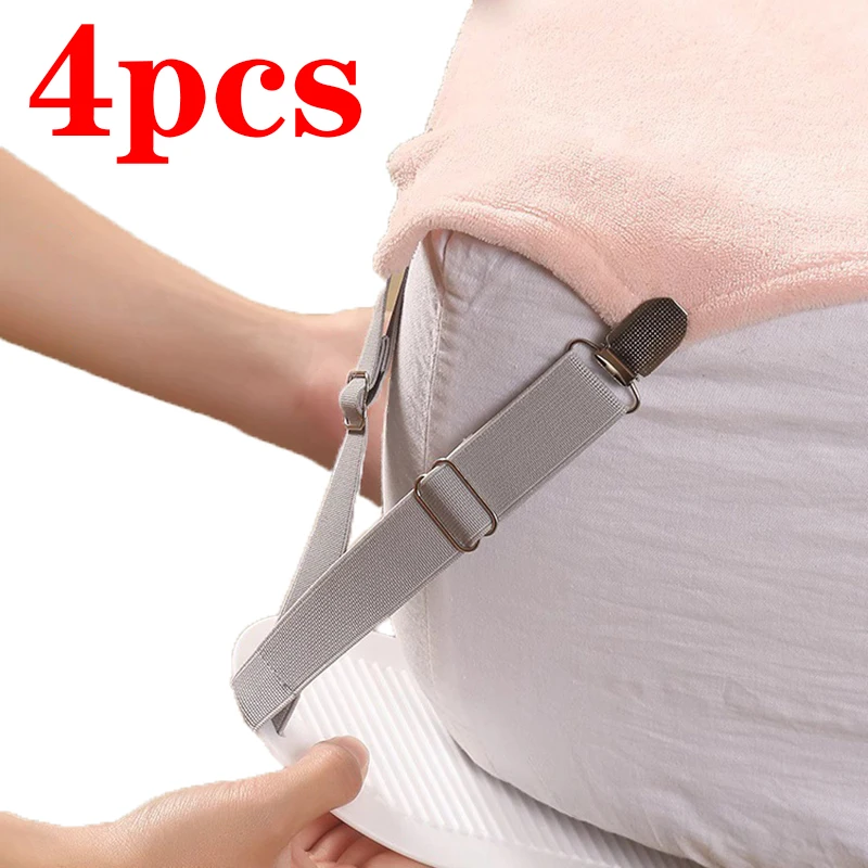 Bed Sheet Clips Adjustable Bed Sheet Holder Straps Set of 4 Elastic Fitted Bedding Non Slip Invisible Fasteners for Home Hotel thumbnail 2