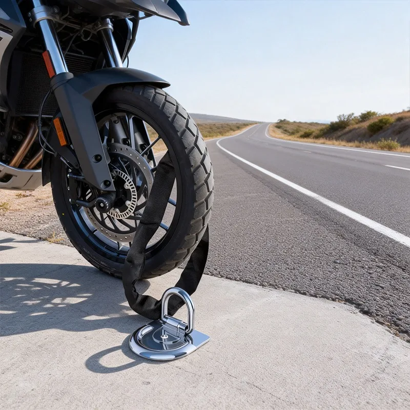 Motorcycle Floor Wall Ground Anchor Motorbike Lock Point Steel Ring Moto Security Anchor Bike Scooter Security Parking Lock thumbnail 5