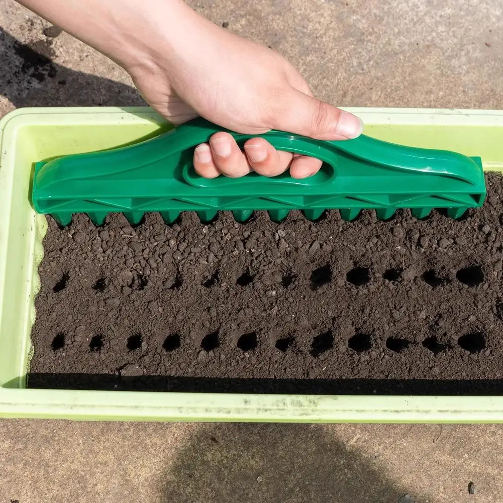 12-Holes Handheld Seeder Tool Garden Planting Template With Hole Dibber Efficient Soil Digger For Vegetable Flower Seeding
