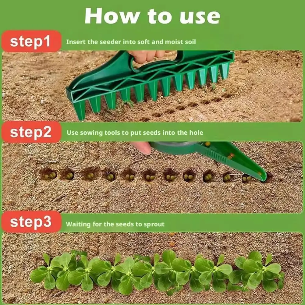 12-Holes Handheld Seeder Tool Garden Planting Template With Hole Dibber Efficient Soil Digger For Vegetable Flower Seeding thumbnail 5
