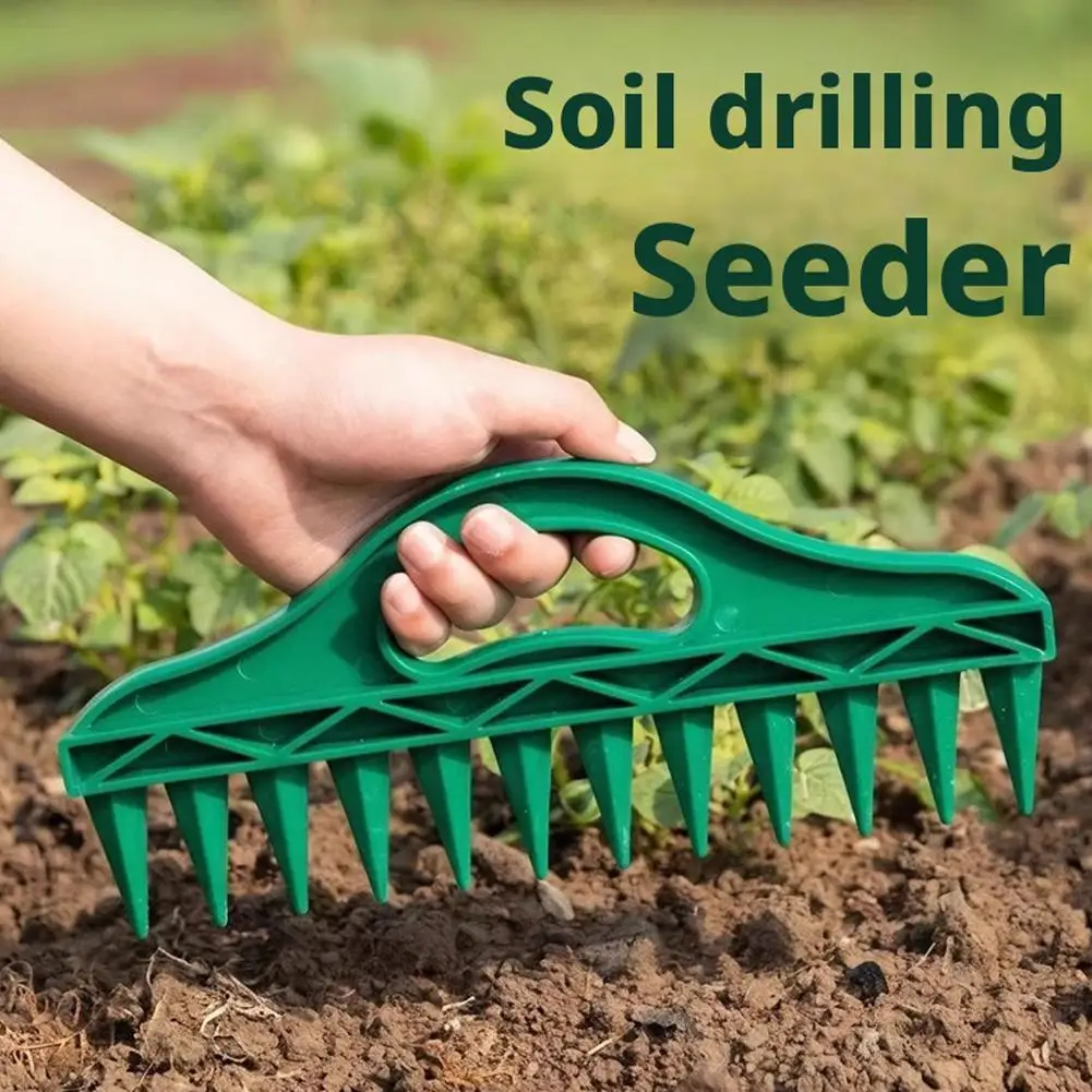12-Holes Handheld Seeder Tool Garden Planting Template With Hole Dibber Efficient Soil Digger For Vegetable Flower Seeding thumbnail 2
