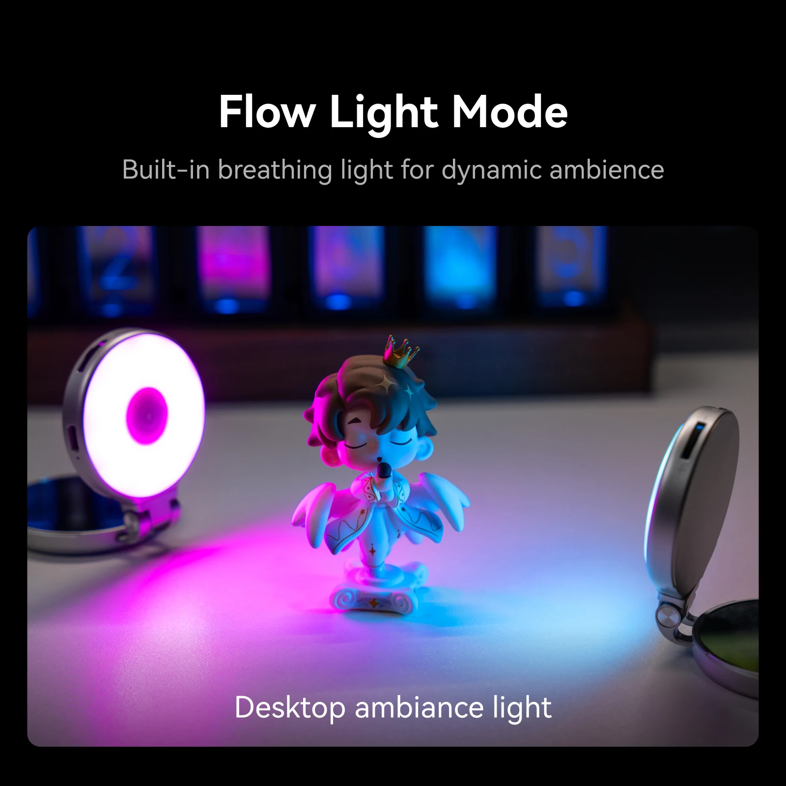 TELESIN Magnetic 360° Rotation RGB Fill Light Mini Selfie Light 3 Mode Adjustable Color Brightness for Smartphone Iphone Android thumbnail 5