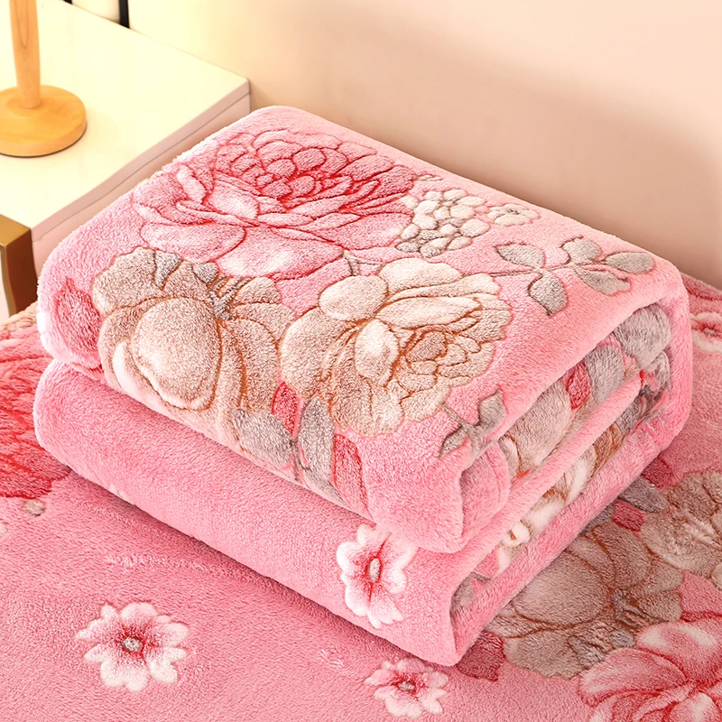 1pc Floral Style Warm Bedspread Fleece Blanket Plaid Travel Shawl Sofa Nap Blanket Home Bedsheet Manta 70X100cm Suitable For Pet thumbnail 2