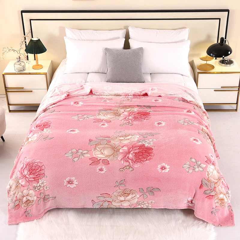 1pc Floral Style Warm Bedspread Fleece Blanket Plaid Travel Shawl Sofa Nap Blanket Home Bedsheet Manta 70X100cm Suitable For Pet thumbnail 6