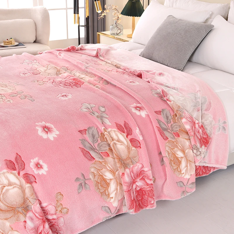 1pc Floral Style Warm Bedspread Fleece Blanket Plaid Travel Shawl Sofa Nap Blanket Home Bedsheet Manta 70X100cm Suitable For Pet thumbnail 5