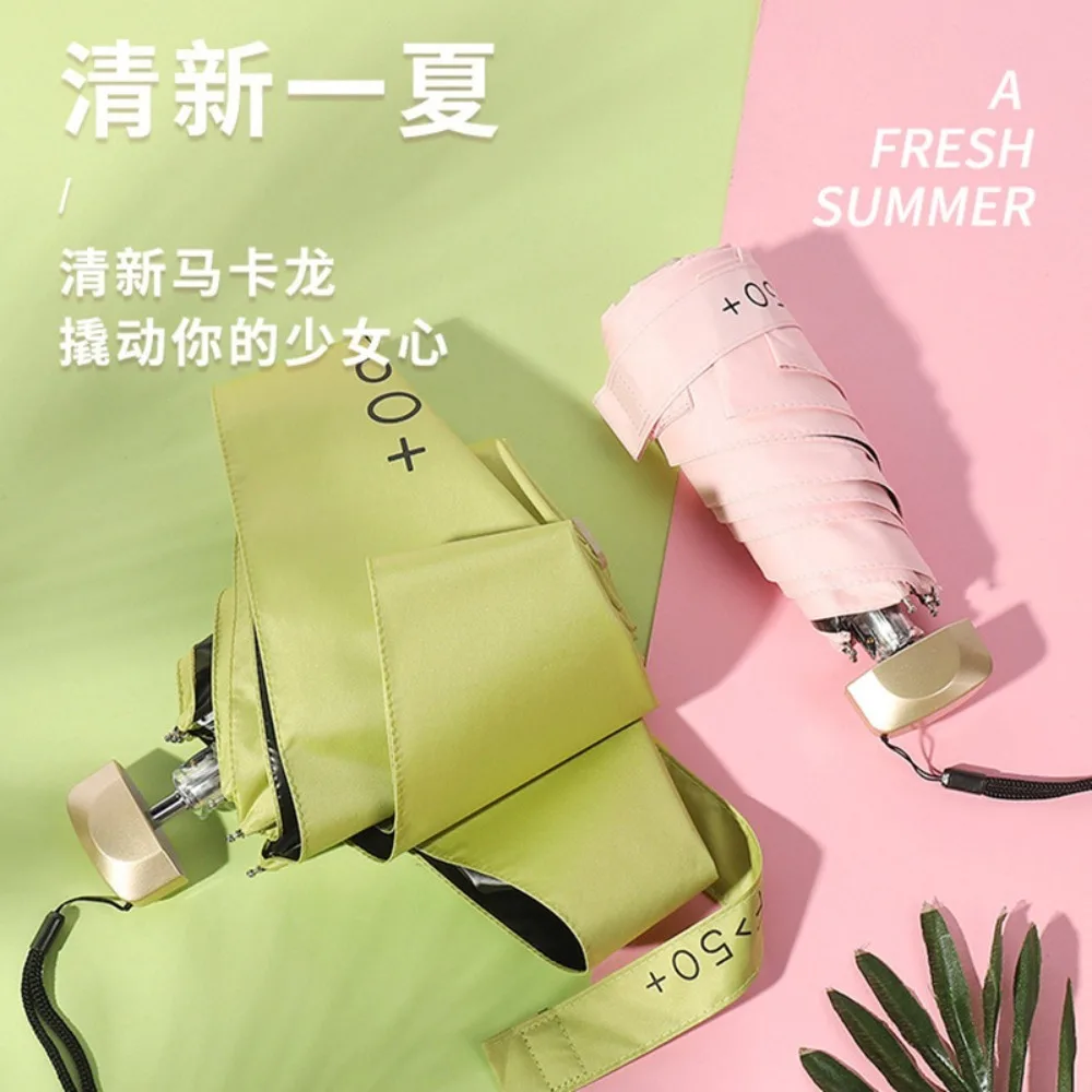 1Pc Five-folding Mini Sun Umbrella Pocket Rain Umbrella Vinyl Folding UV Ultraviolet Protection Sun Shade Pocket Parasol Capsule thumbnail 3