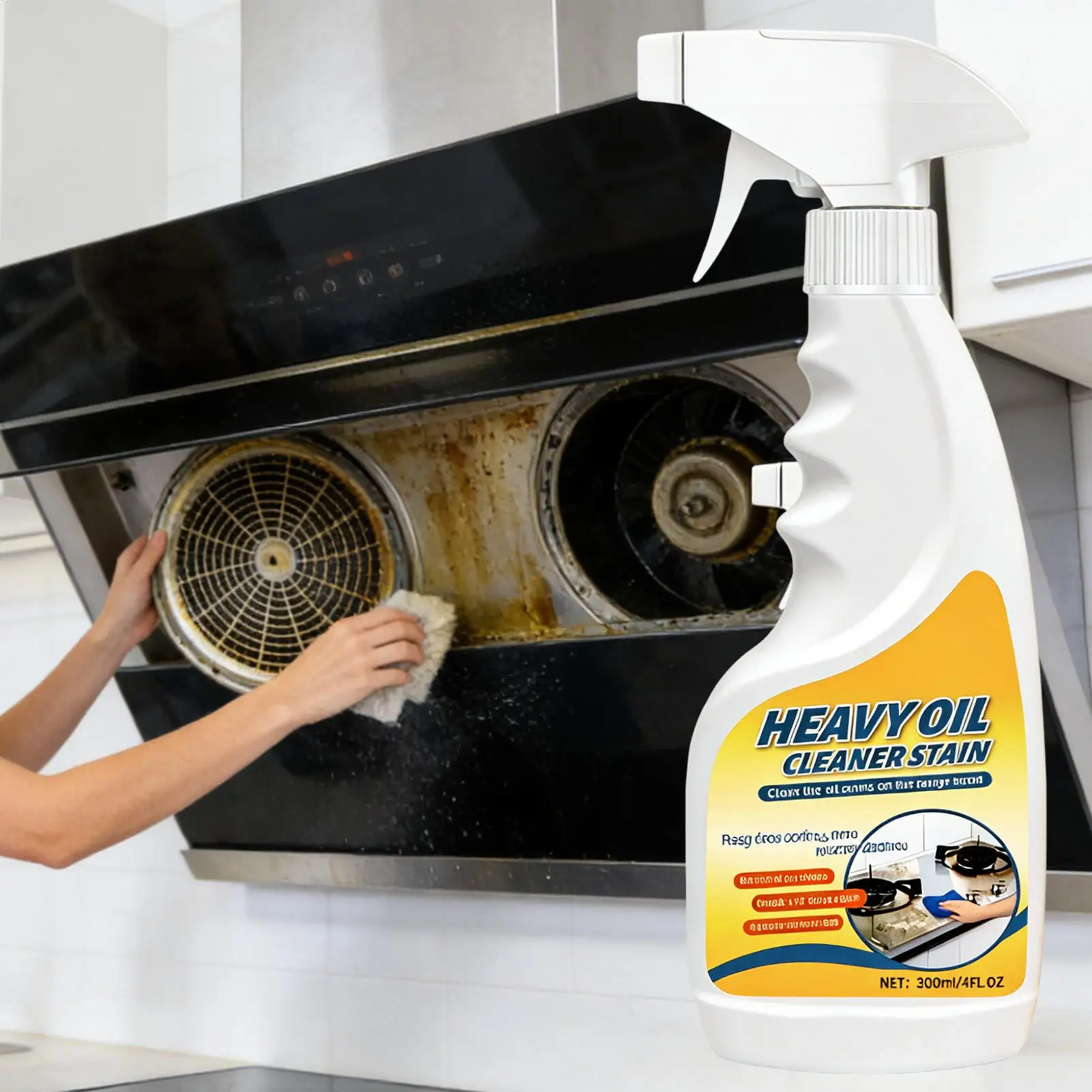 Oil Stain Remover 300ml Stove Cleaning Spray Multipurpose Oil Stain Remover for Ovens Tiles Grill Sinks Appliances Hoods Pots thumbnail 2