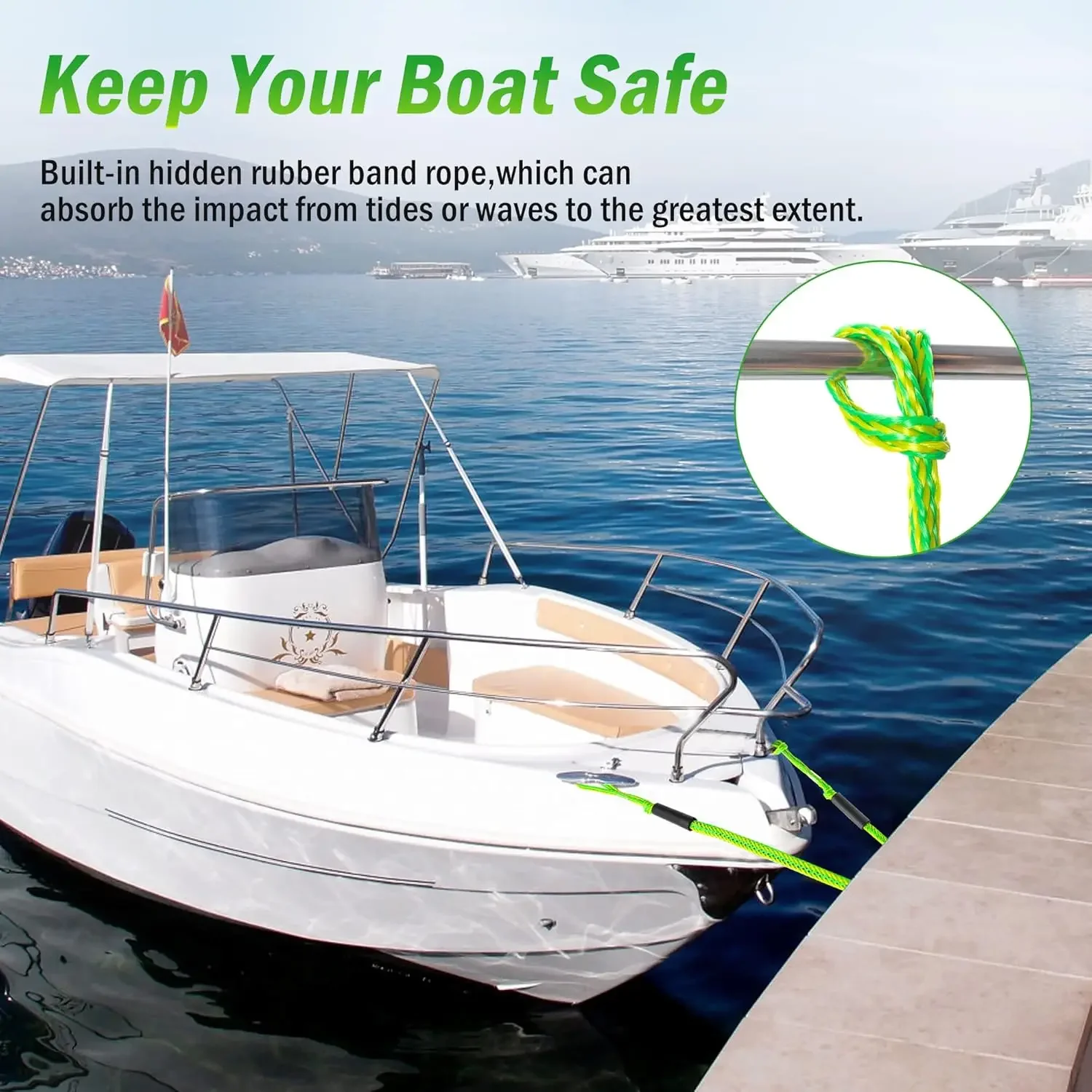 Boat Bungee Dock Lines Cords Docking Rope For Kayak Watercraft SeaDoos Jet Ski Pontoon Canoe Power Boat Mooring Rope Accessories thumbnail 5
