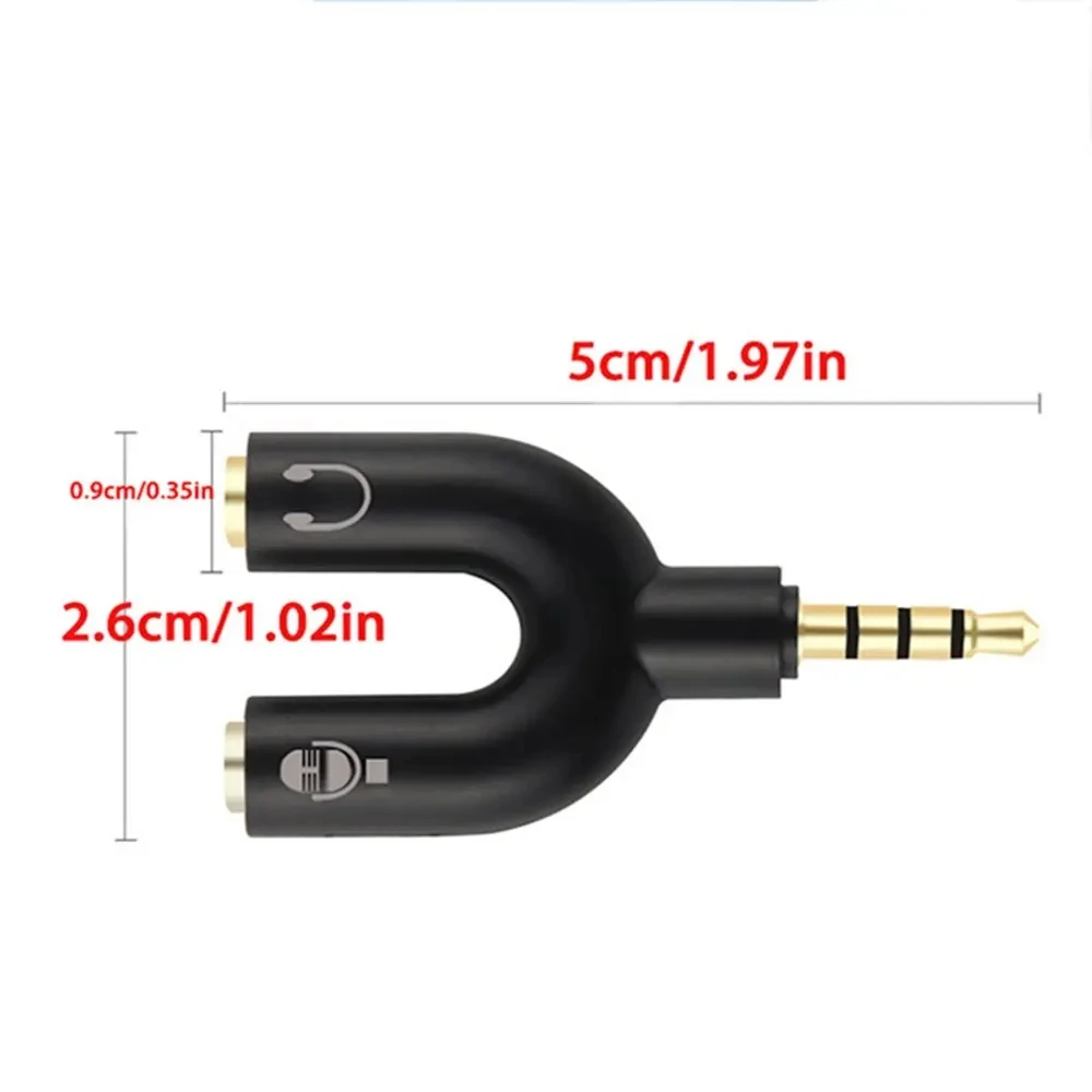 3.5mm Headphone Mic Splitter Adapter U-shaped Stereo 3.5mm 1 To 2 Audio Splitter Adapter for PS4 PC Laptop Ear Headset Cables thumbnail 2