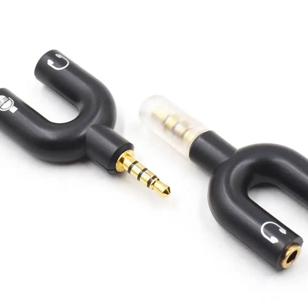 3.5mm Headphone Mic Splitter Adapter U-shaped Stereo 3.5mm 1 To 2 Audio Splitter Adapter for PS4 PC Laptop Ear Headset Cables thumbnail 3