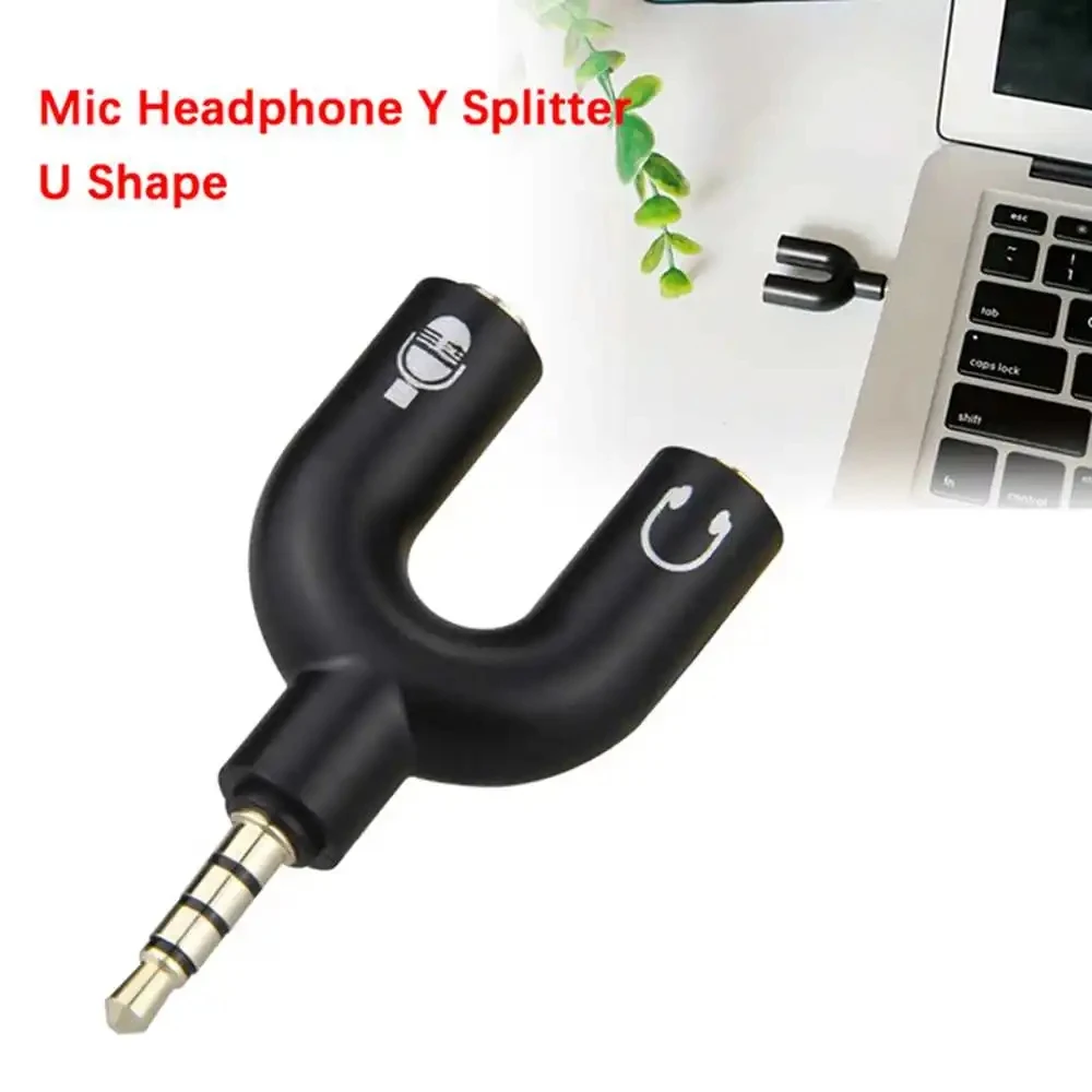 3.5mm Headphone Mic Splitter Adapter U-shaped Stereo 3.5mm 1 To 2 Audio Splitter Adapter for PS4 PC Laptop Ear Headset Cables thumbnail 5