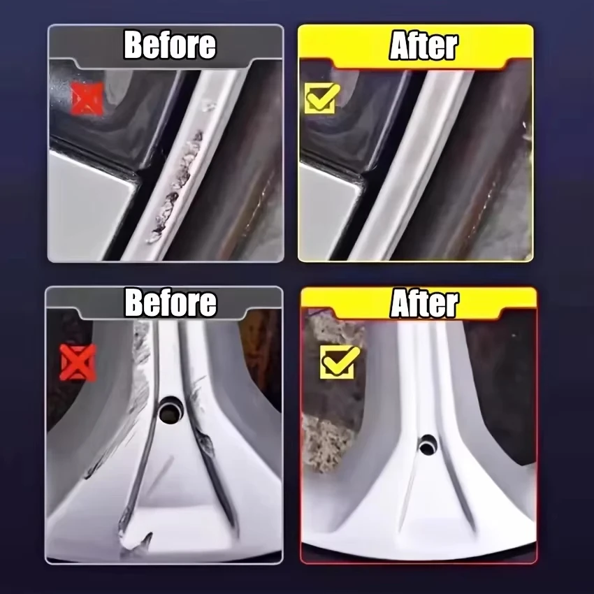 Automobile wheel rim scratch reconditioning paste, tire rim scratch paint repair paste - aluminum alloy wheel hub repair thumbnail 2