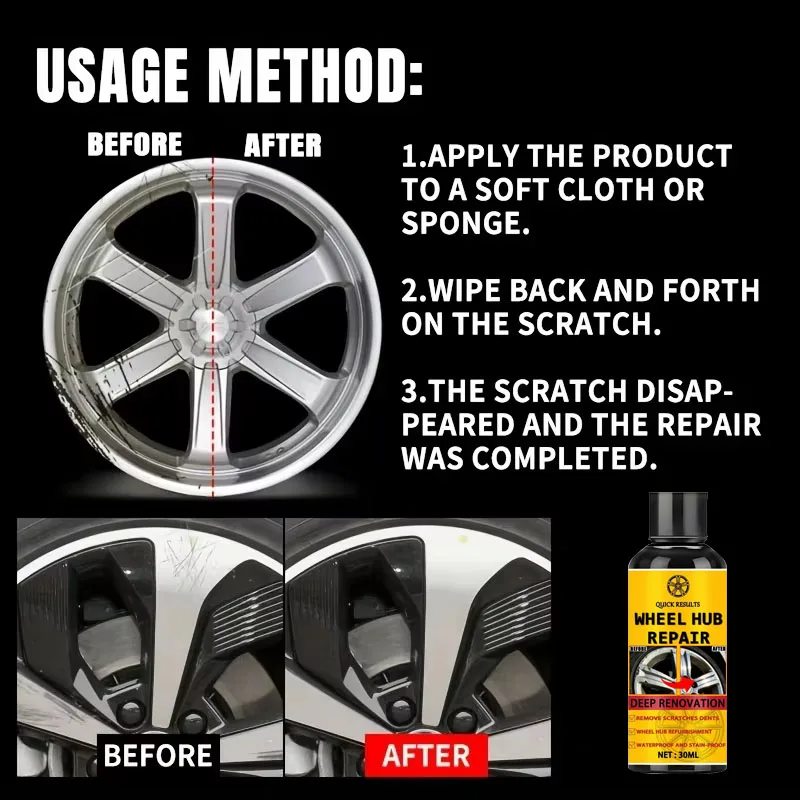 Automobile wheel rim scratch reconditioning paste, tire rim scratch paint repair paste - aluminum alloy wheel hub repair thumbnail 6