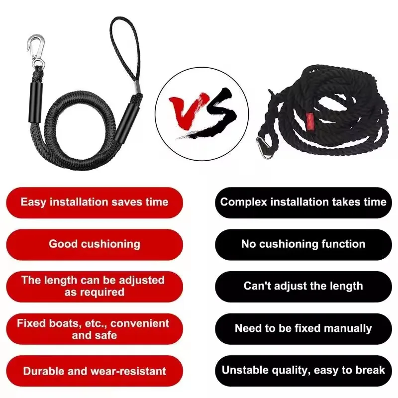 Boat Bungee Dock Lines Cords Docking Rope for Kayak Watercraft SeaDoo Jet Ski Pontoon Canoe Power Boat Mooring Rope Accessories thumbnail 3