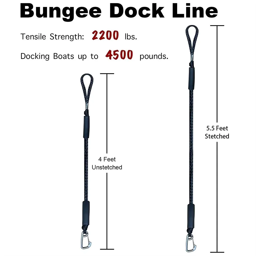 Boat Bungee Dock Lines Cords Docking Rope for Kayak Watercraft SeaDoo Jet Ski Pontoon Canoe Power Boat Mooring Rope Accessories thumbnail 5