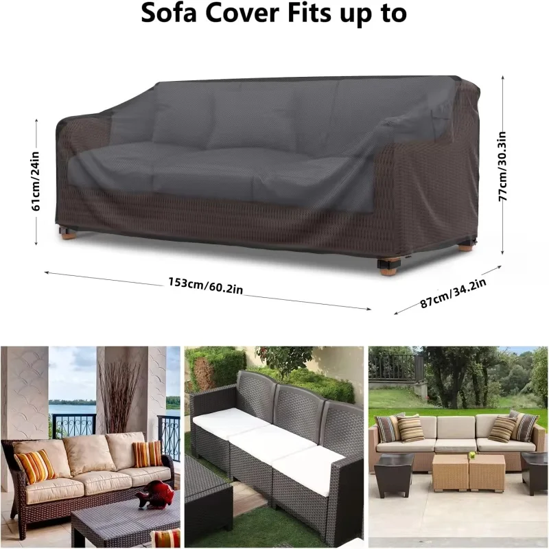 Outdoor Sofa Cover for Two-seater and Three-seater Sofas -  Adjustable Buckles and Drawstrings, Suitable for Gardens, Decks thumbnail 3