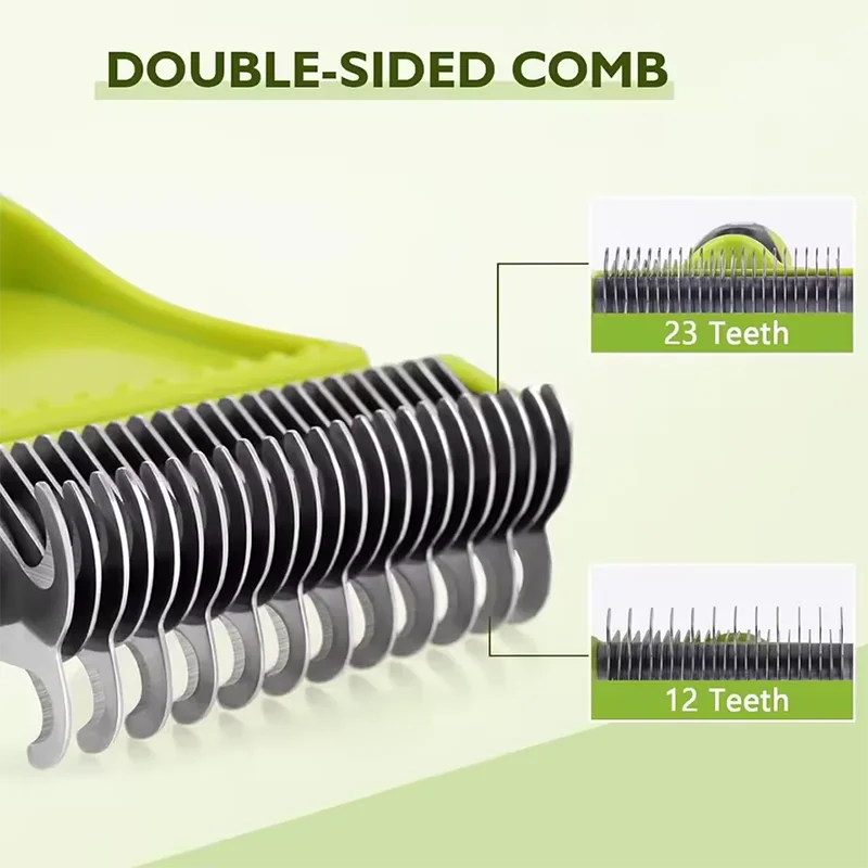 Pet Comb and Grooming Brush Two-Sided Cat Hair Brush Undercoat Rake Comb for Dog Cat Remove Knots Tangles Pet Hair Comb thumbnail 4