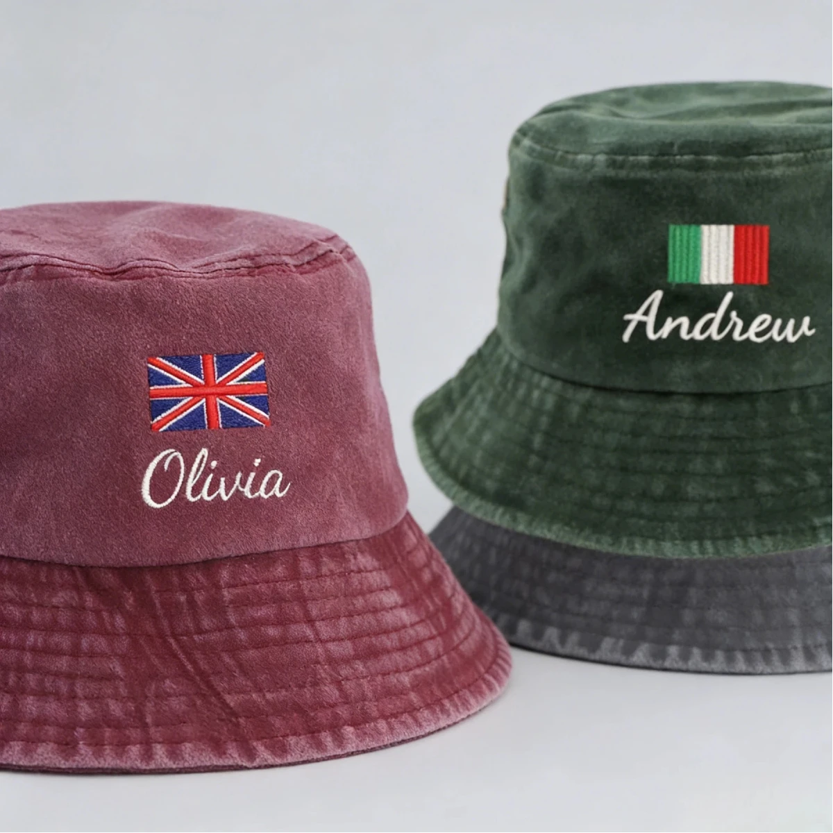 Custom National Flag Bucket Cap Embroidered Flag Bucket Cap Personalized Text Name Sun Hat  Summer Cap for 2026 FIFA World Cup thumbnail 3